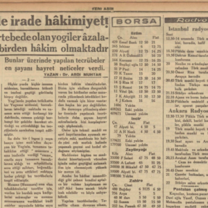 1937 Yılında Türkiye Basını ve Yoga ile İlgili Bir Makale