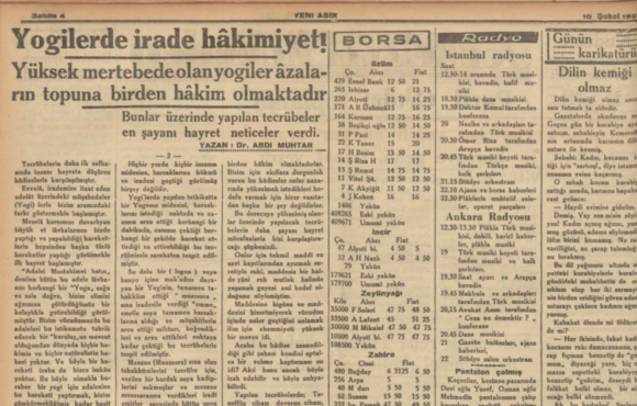 1937 Yılında Türkiye Basını ve Yoga ile İlgili Bir Makale